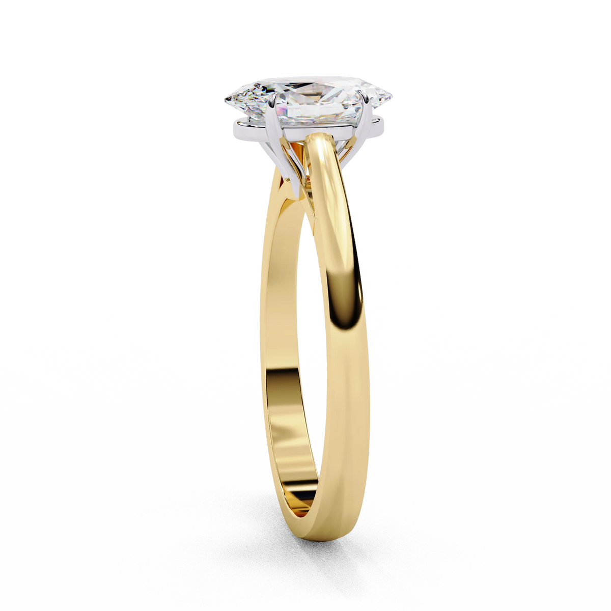 Sunray Oval Pure Gold Lab Diamond Solitaire Ring