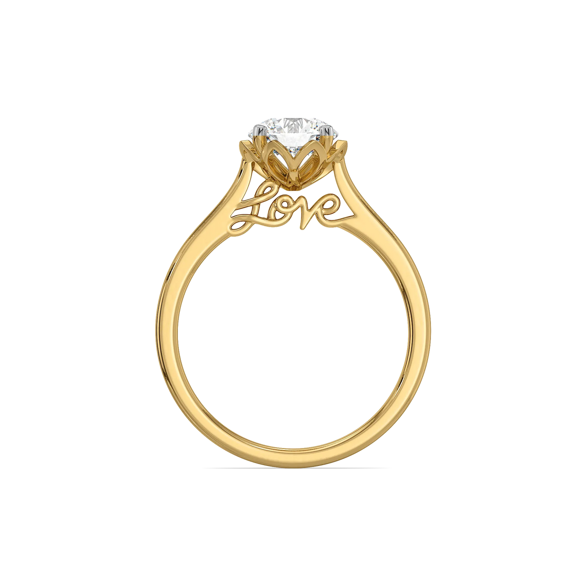 Love Script Solitaire Pure Gold Lab Diamond Ring