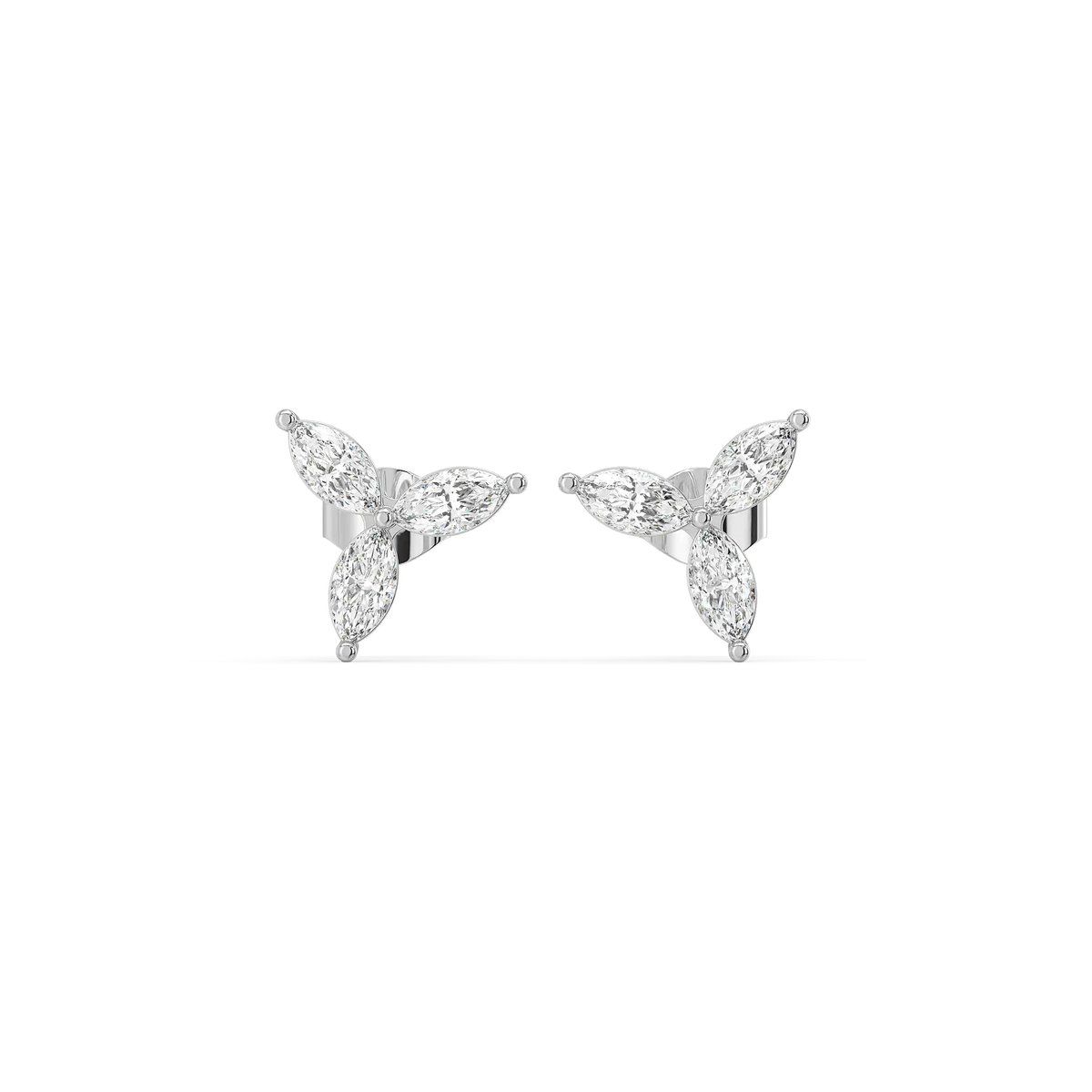 Marquise Triad Studs Pure Gold Lab Diamond Earrings