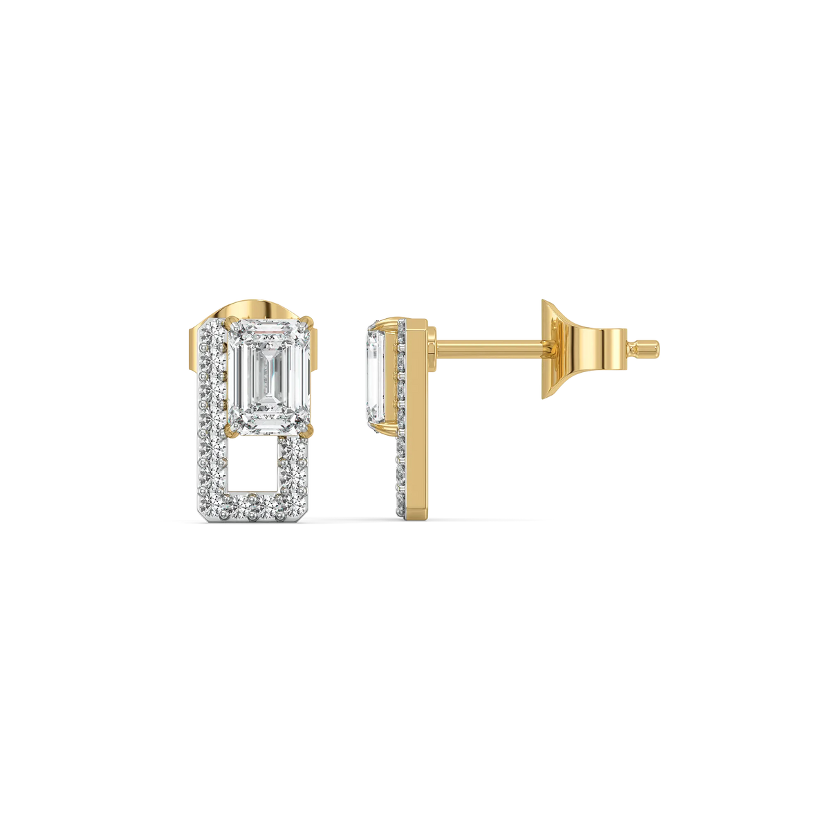 Forever Emerald Pure Gold Lab Diamond Solitaire Earrings
