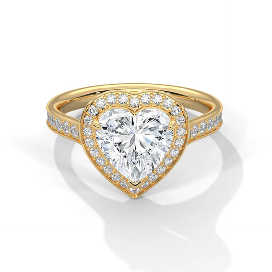 Blushing Heart Pure Gold Lab Diamond Solitaire Ring