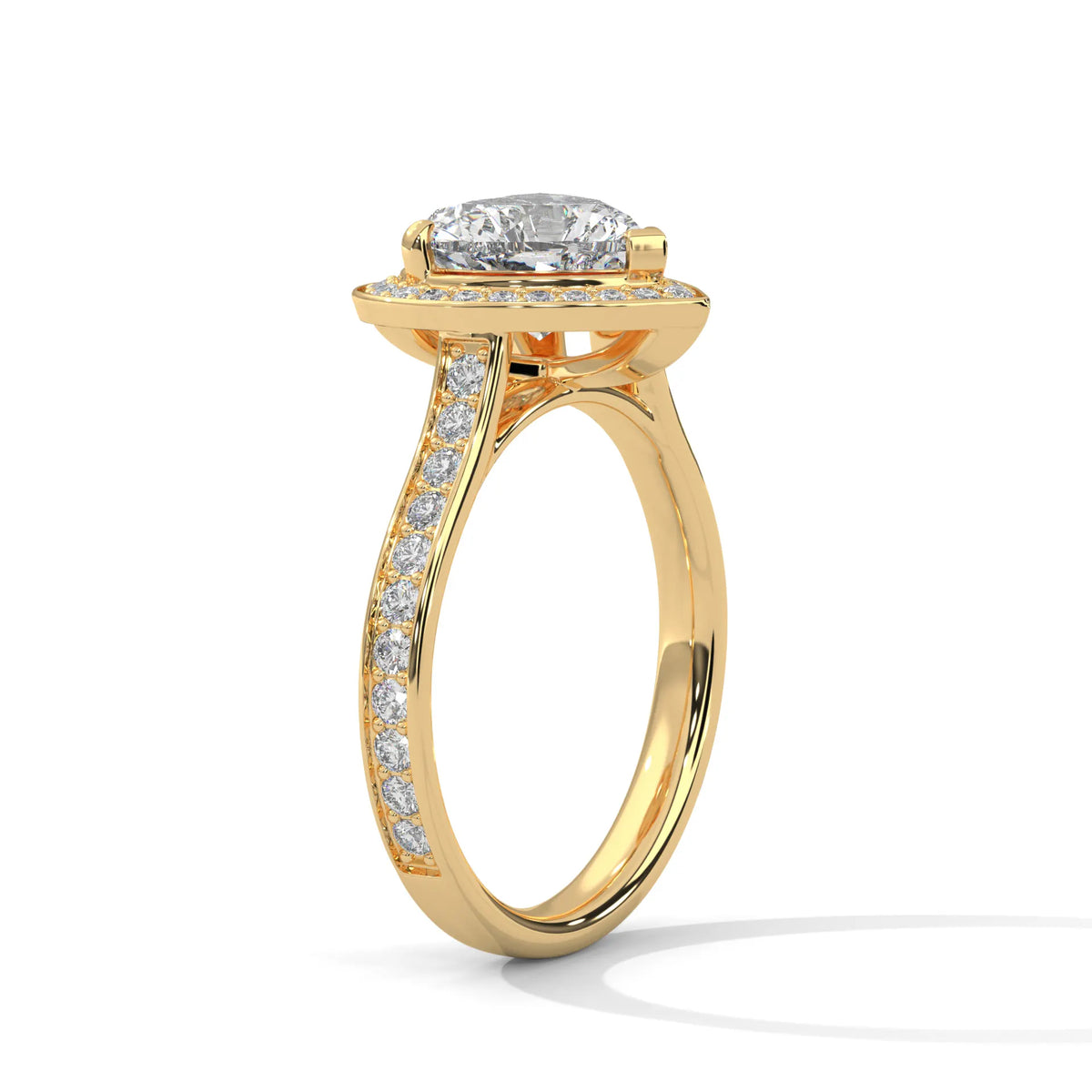 Blushing Heart Pure Gold Lab Diamond Solitaire Ring