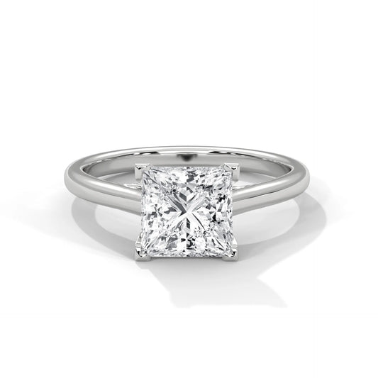 Snow Princess Pure Gold Lab Diamond Solitaire Ring