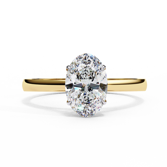 Sunray Oval Pure Gold Lab Diamond Solitaire Ring