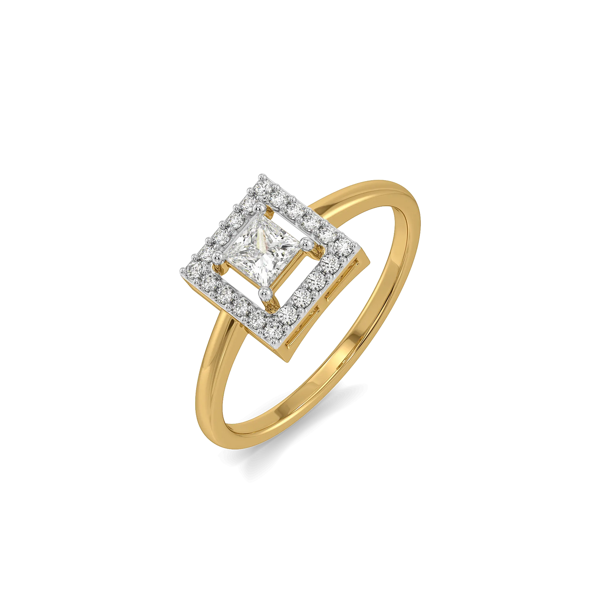 Framed Brilliance - Pure Gold Lab Diamond Solitaire Ring