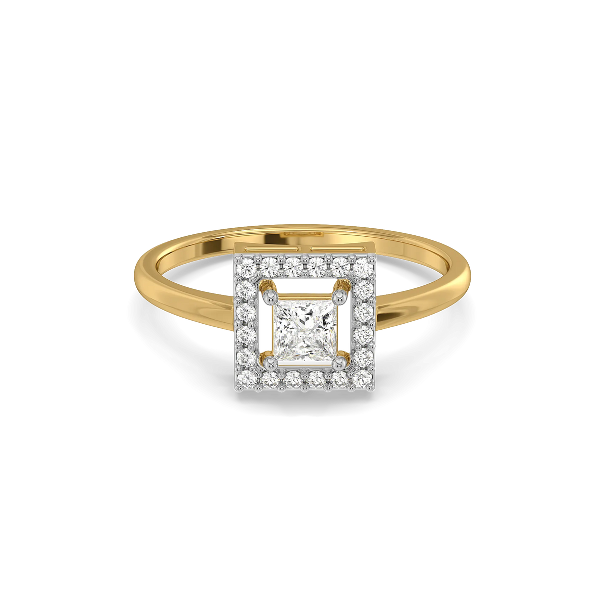 Framed Brilliance - Pure Gold Lab Diamond Solitaire Ring