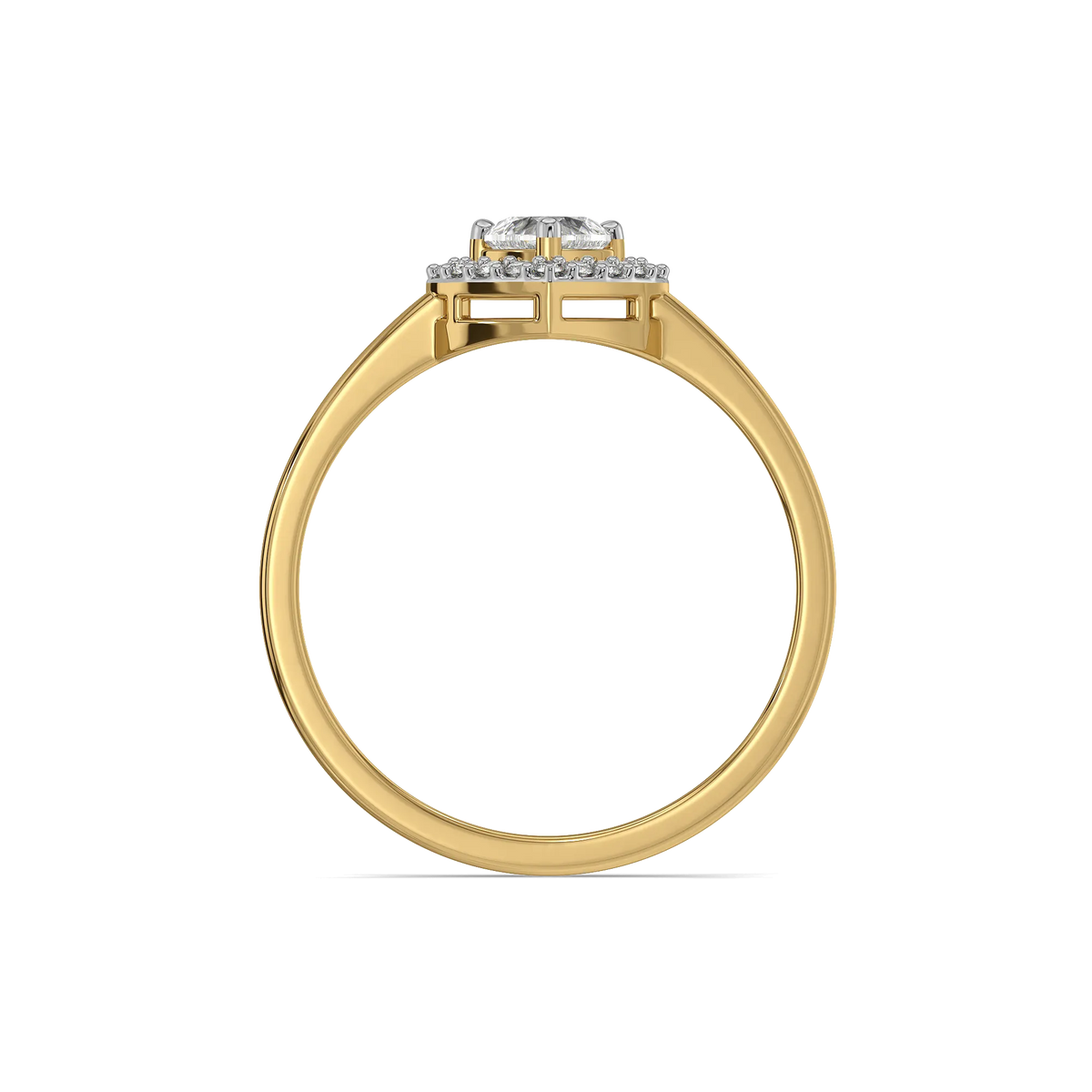 Devotion Heart Halo Pure Gold Lab Diamond Solitaire Ring