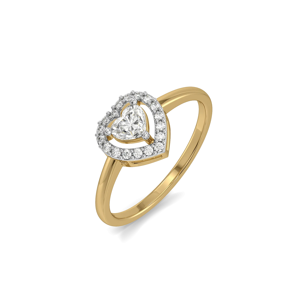 Devotion Heart Halo Pure Gold Lab Diamond Solitaire Ring