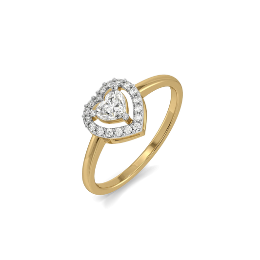 Devotion Heart Halo Pure Gold Lab Diamond Solitaire Ring