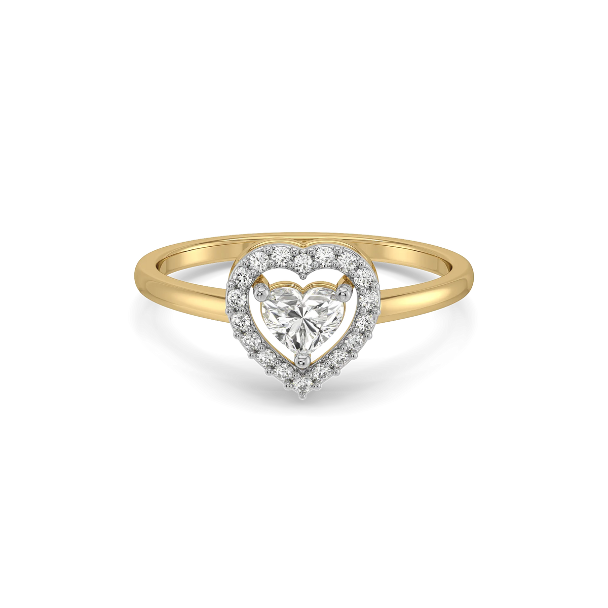 Devotion Heart Halo Pure Gold Lab Diamond Solitaire Ring