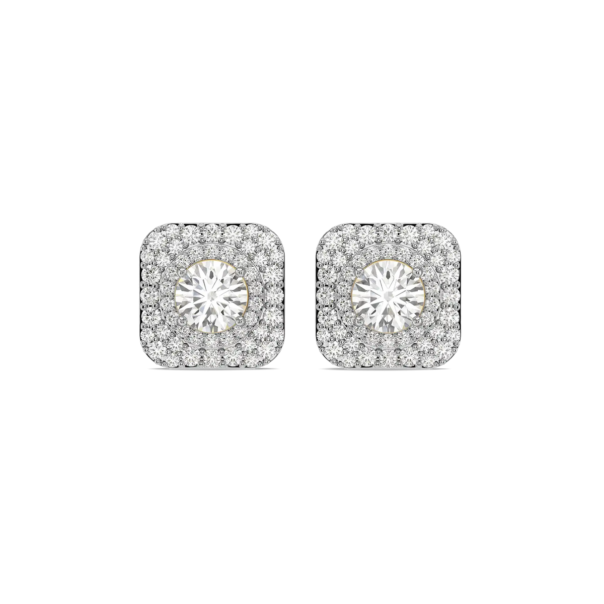 Double-Halo Pure Gold Lab Diamond Stud Earrings