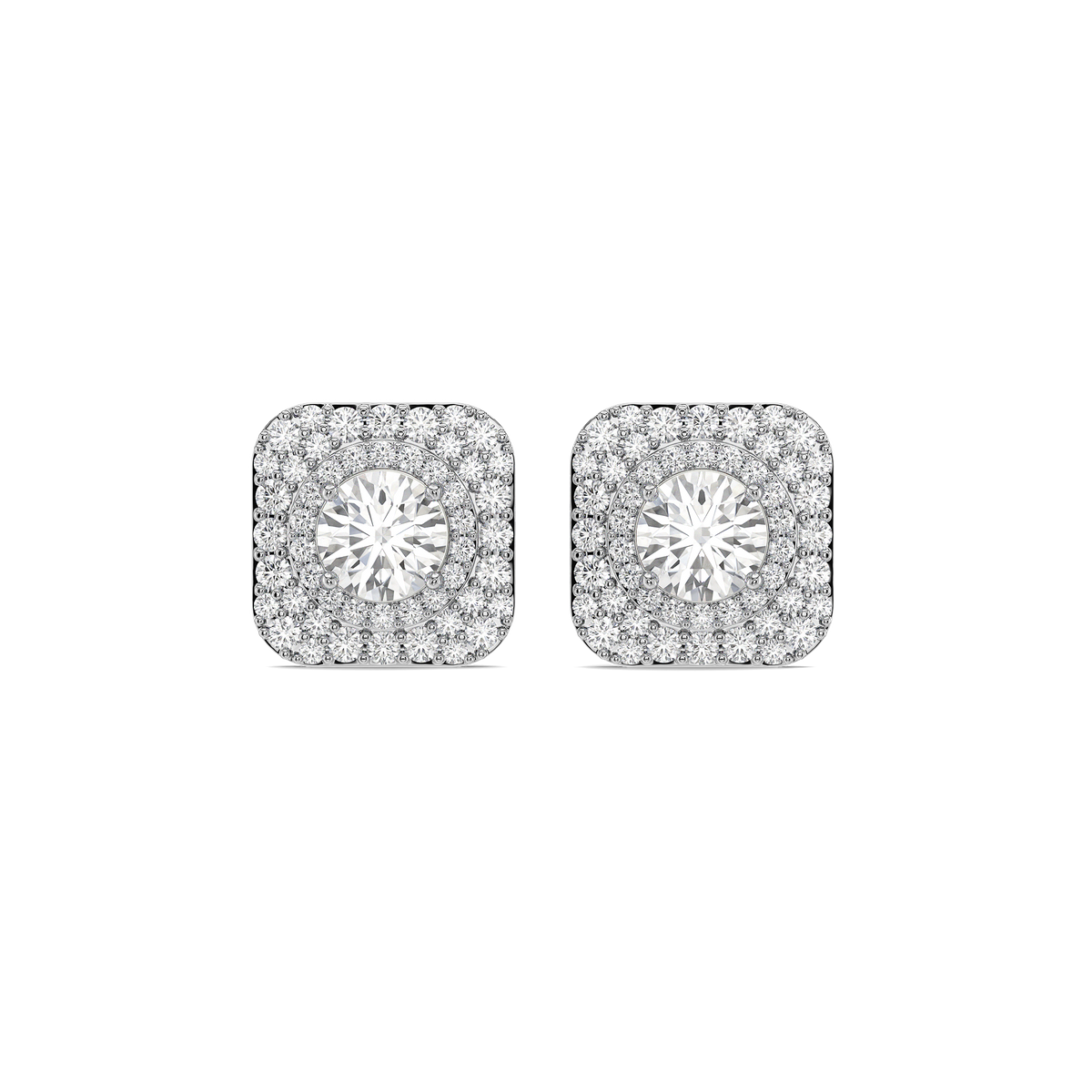 Double-Halo Pure Gold Lab Diamond Stud Earrings