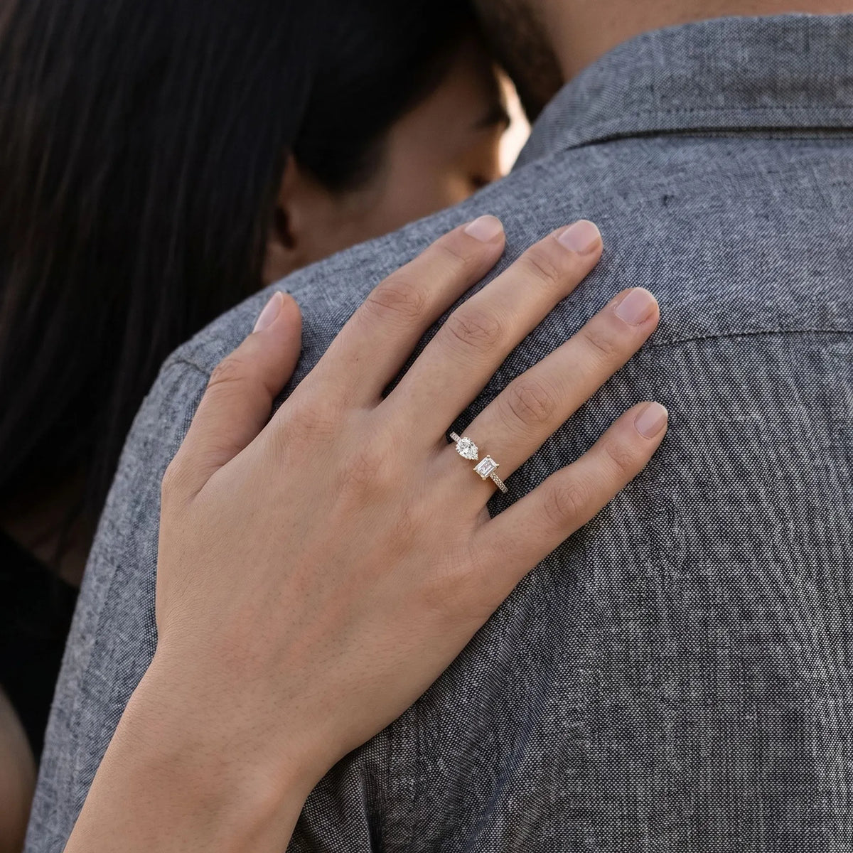 Asymmetric Love Pure Gold Lab Diamond Engagement Ring