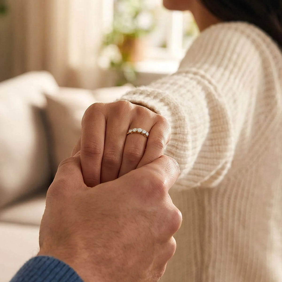Brilliant Cascade - Pure Gold Lab Diamond Wedding Band Ring