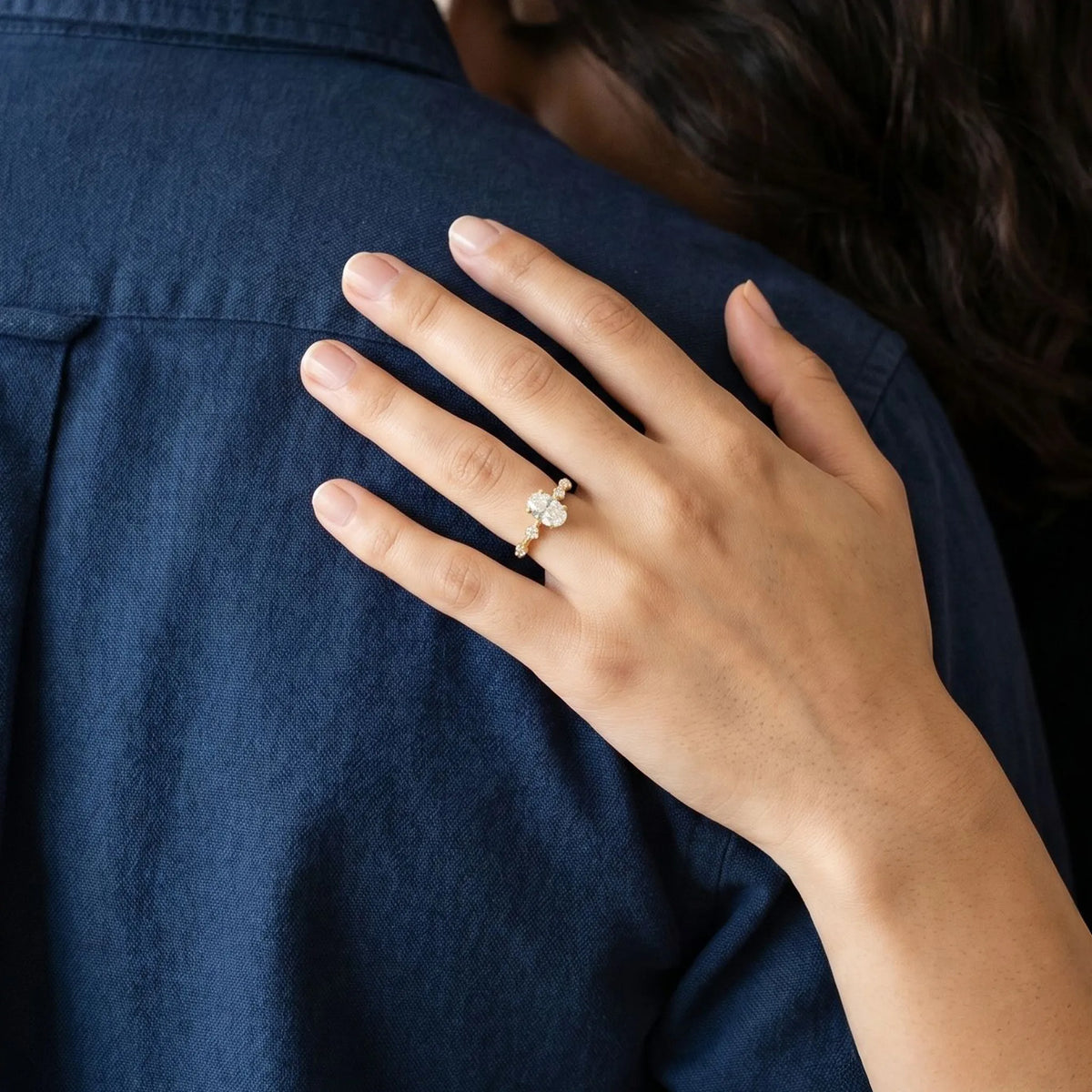 Scattered Sparkle Pure Gold Lab Diamond Oval Ring