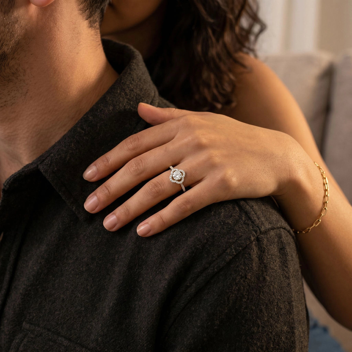 Majestic Bloom Pure Gold Lab Diamond Engagement Ring