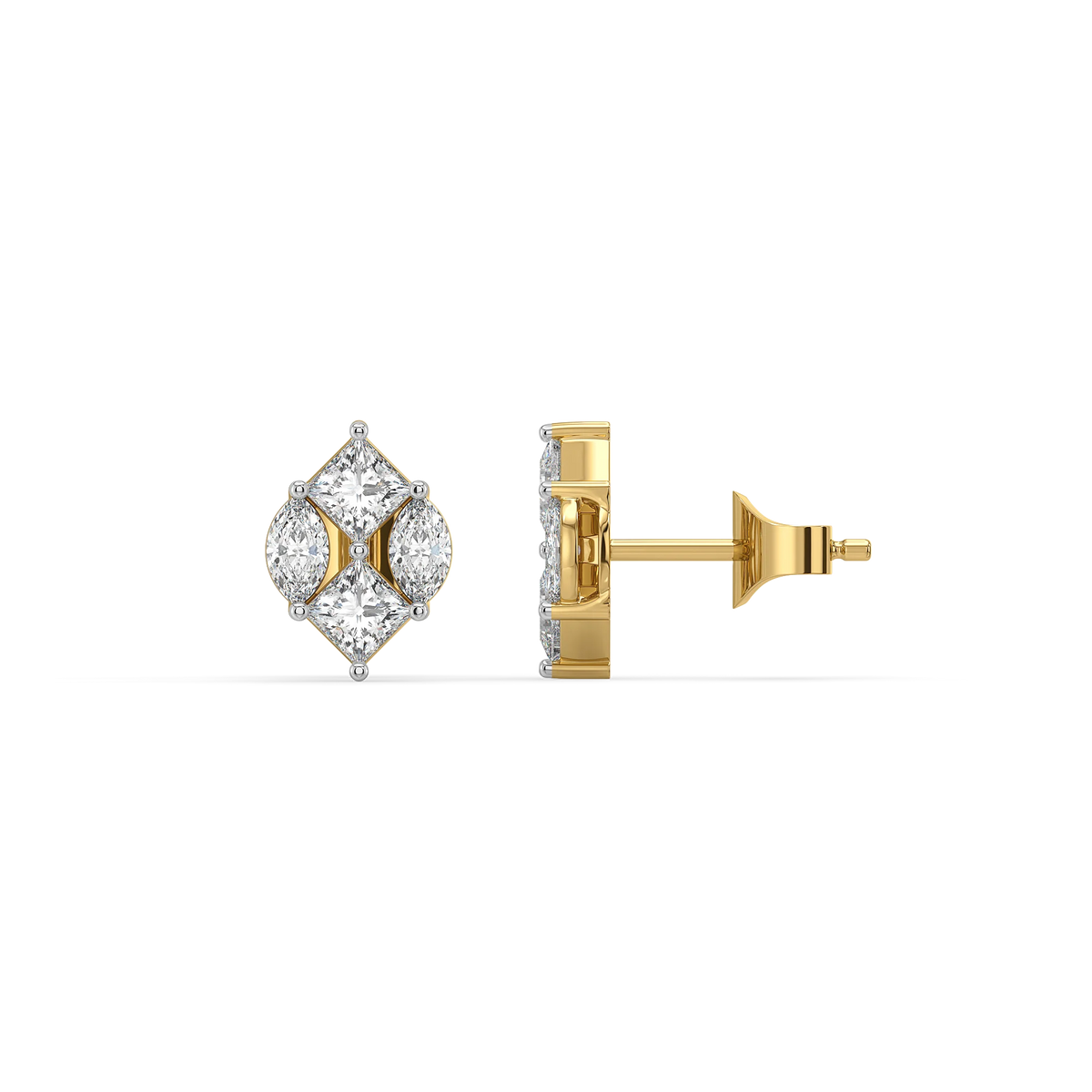 Queen’s Crown Studs Pure Gold Lab Diamond Earrings