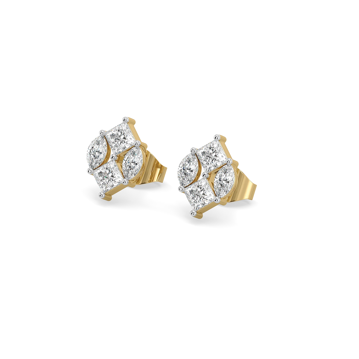 Queen’s Crown Studs Pure Gold Lab Diamond Earrings