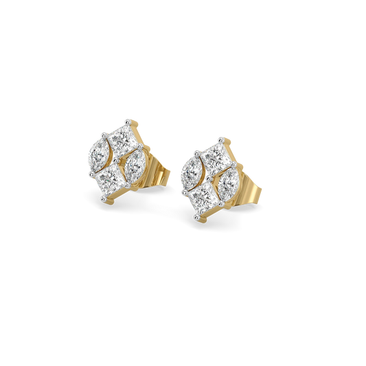 Queen’s Crown Studs Pure Gold Lab Diamond Earrings