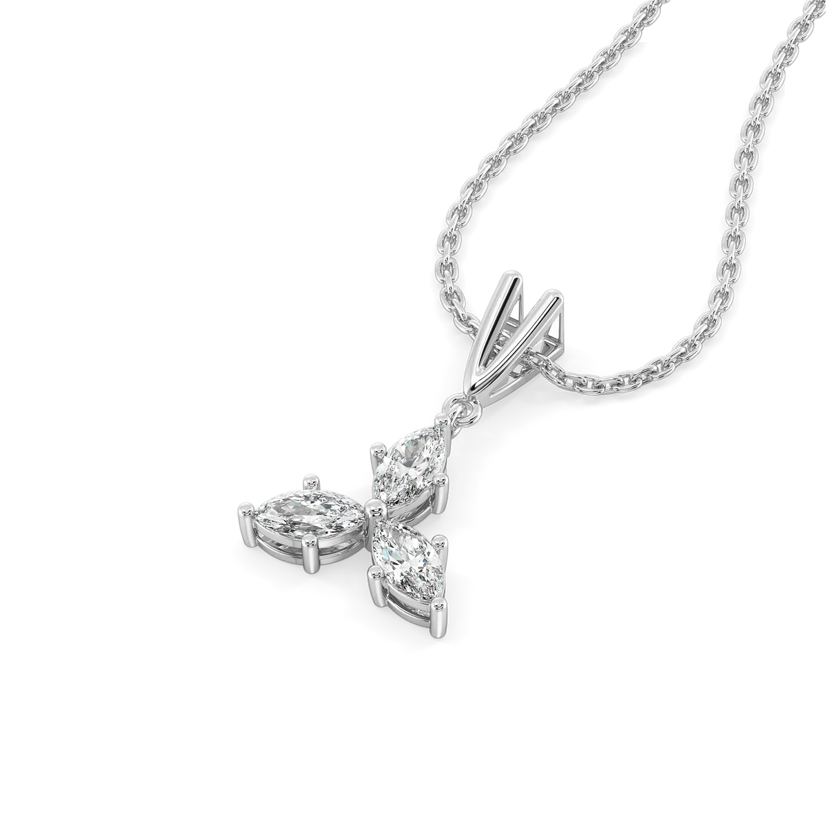 Marquise Triad Pure Gold Lab Diamond Pendant