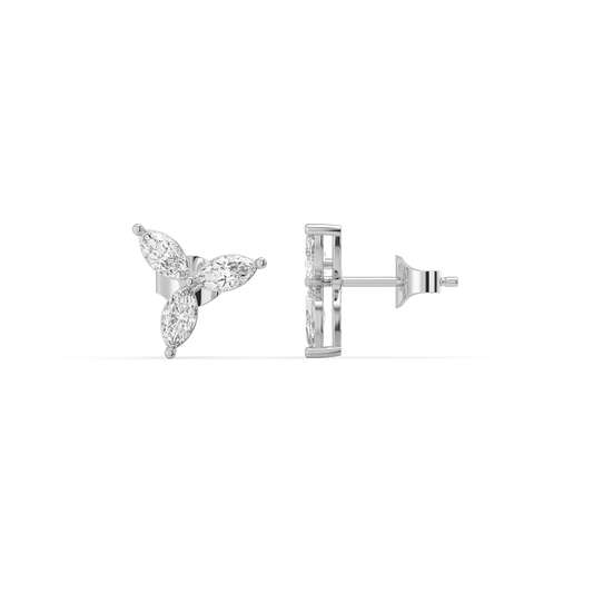 Marquise Triad Studs Pure Gold Lab Diamond Earrings