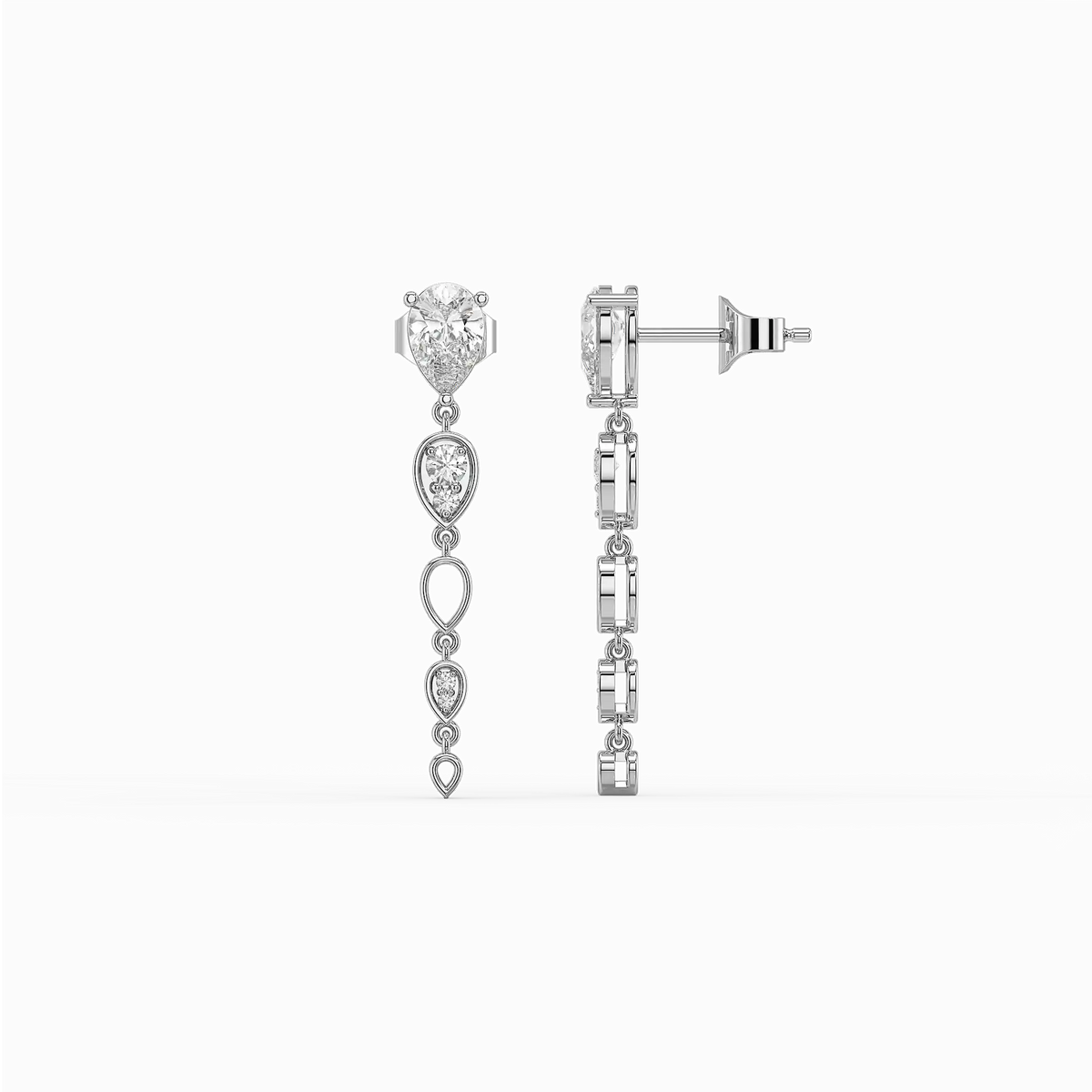 Sway in Pear Pure Gold Lab Diamond Solitaire Drop Earrings