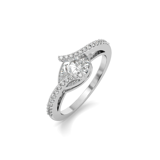 Overlaced in Pear Pure Gold Lab Diamond Solitaire Ring