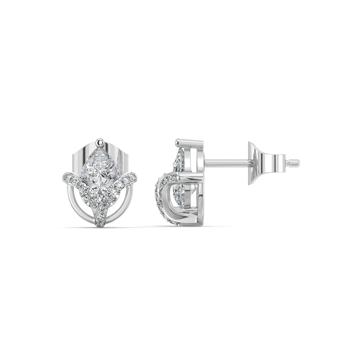 Overlaced in Pear Pure Gold Lab Diamond Solitaire Earrings