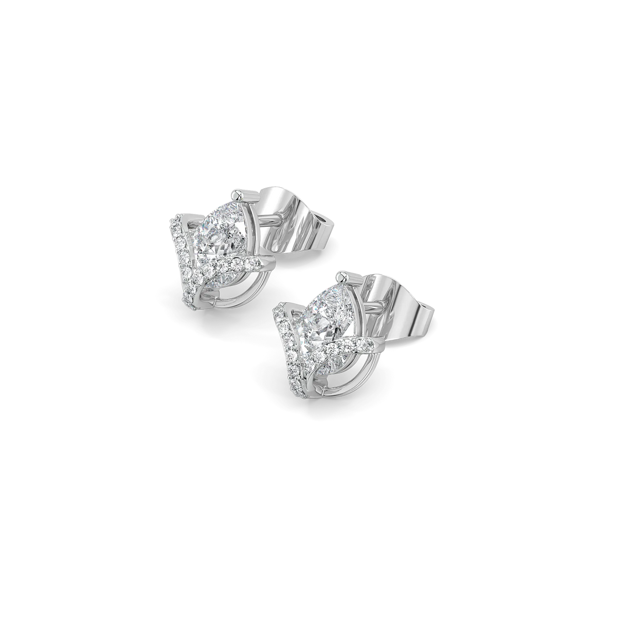Overlaced in Pear Pure Gold Lab Diamond Solitaire Earrings