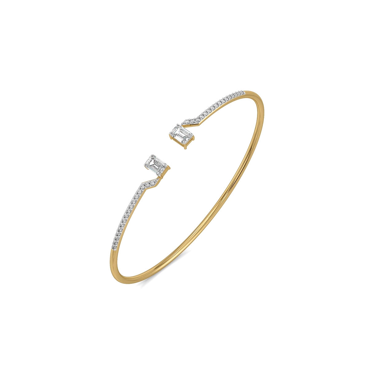 Forever Emerald Pure Gold Lab Diamond Solitaire Bangle