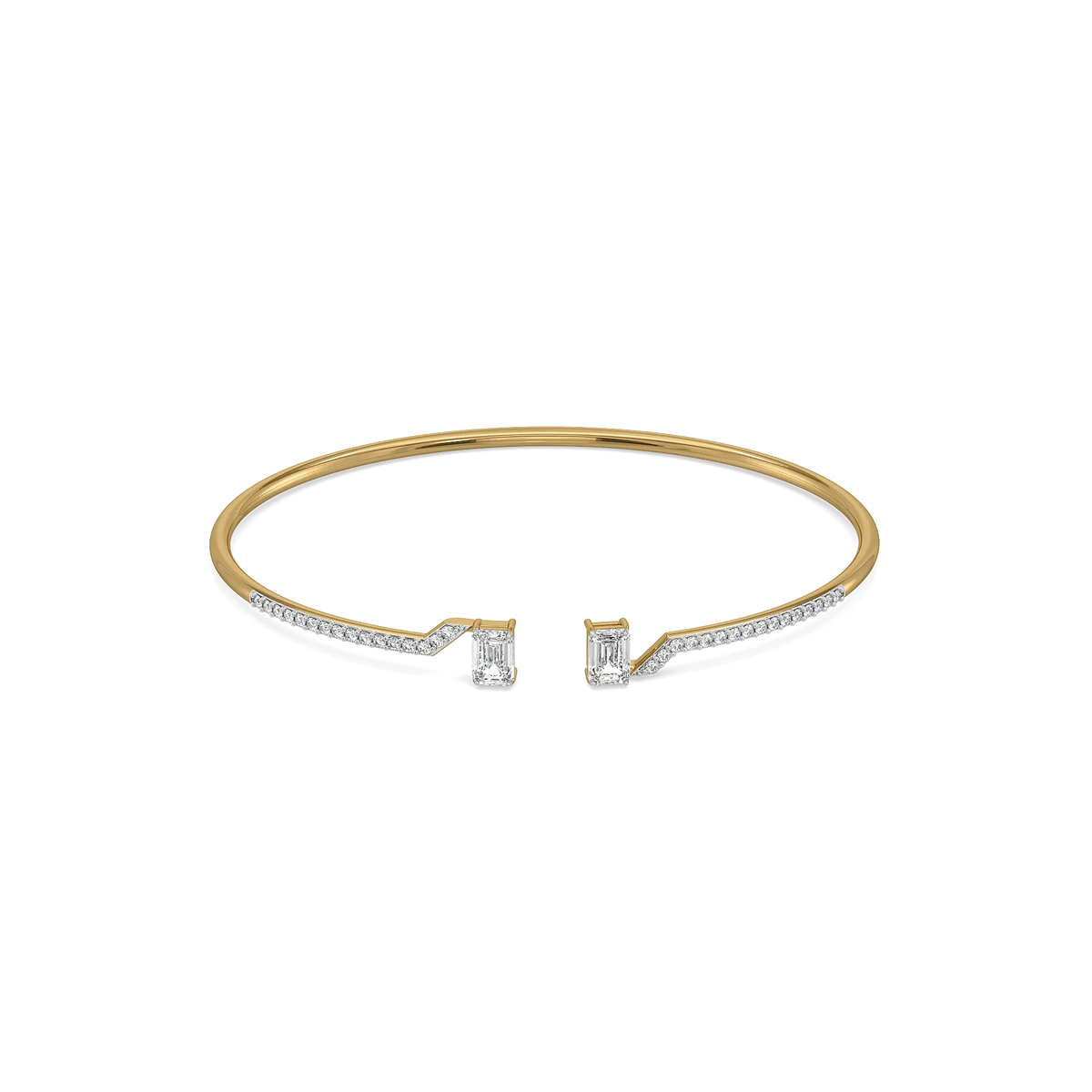 Forever Emerald Pure Gold Lab Diamond Solitaire Bangle