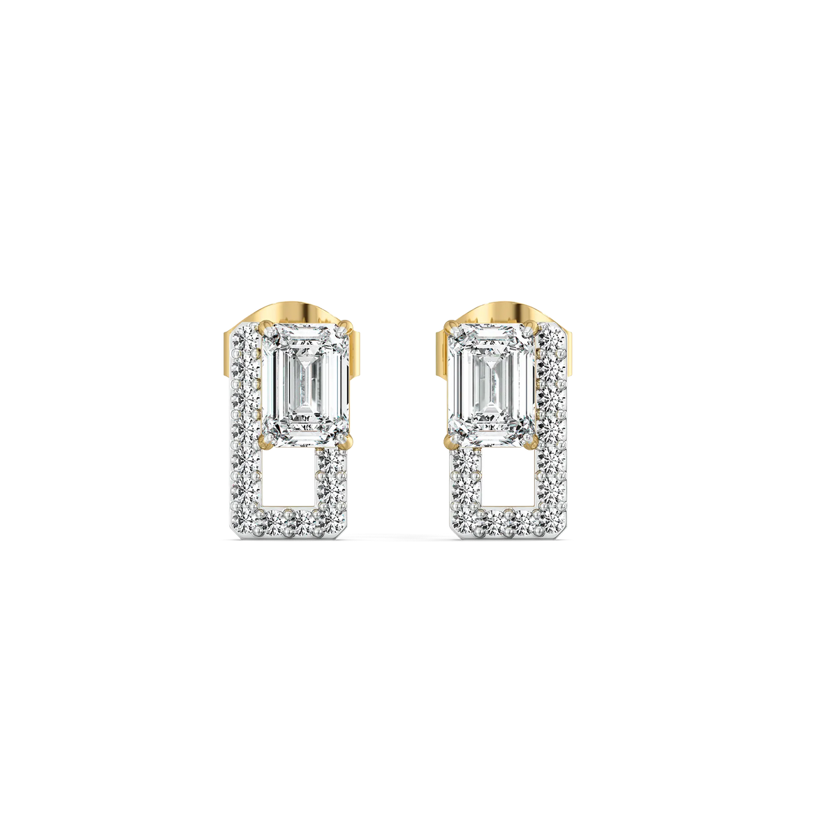 Forever Emerald Pure Gold Lab Diamond Solitaire Earrings