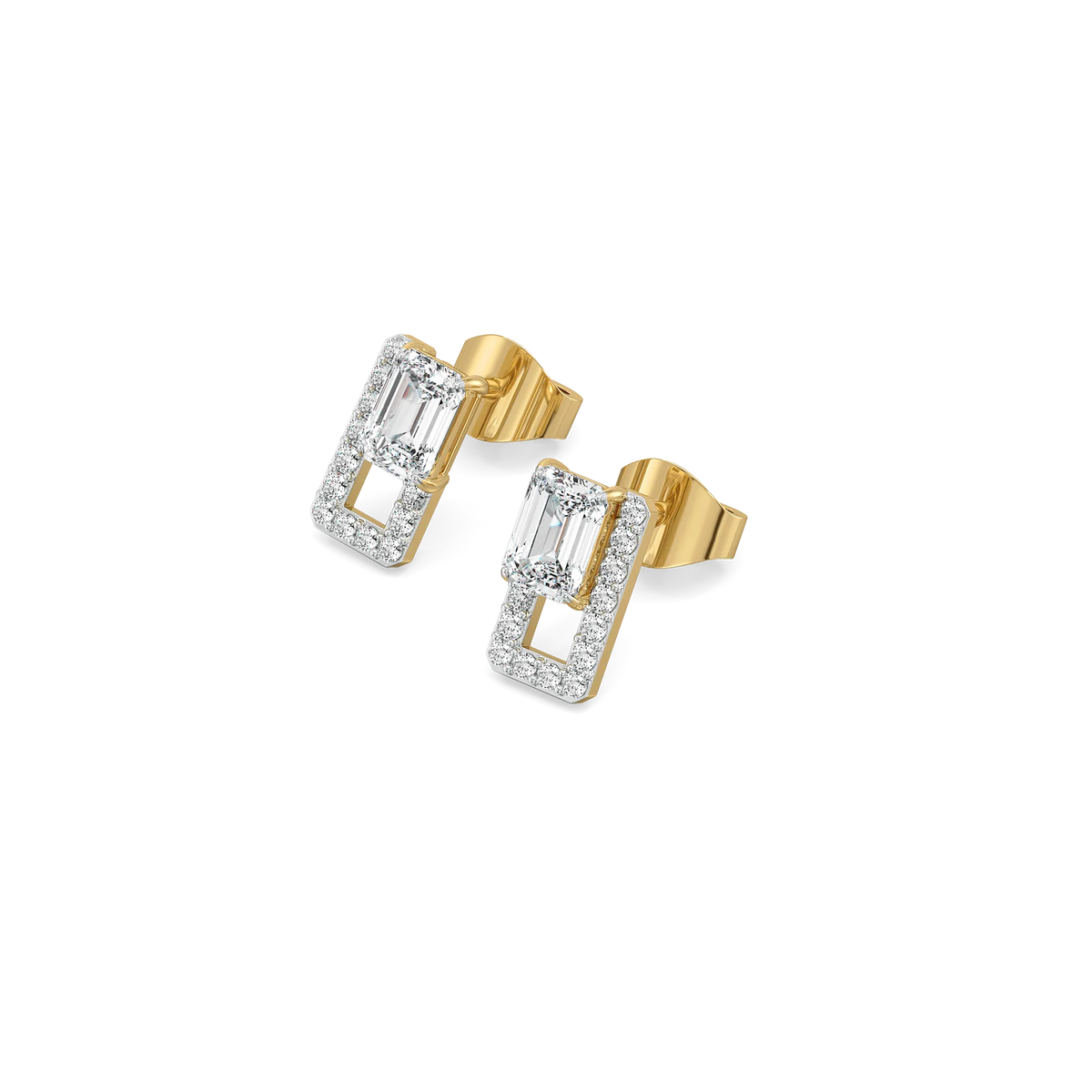 Forever Emerald Pure Gold Lab Diamond Solitaire Earrings
