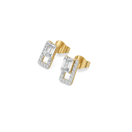 Forever Emerald Pure Gold Lab Diamond Solitaire Earrings